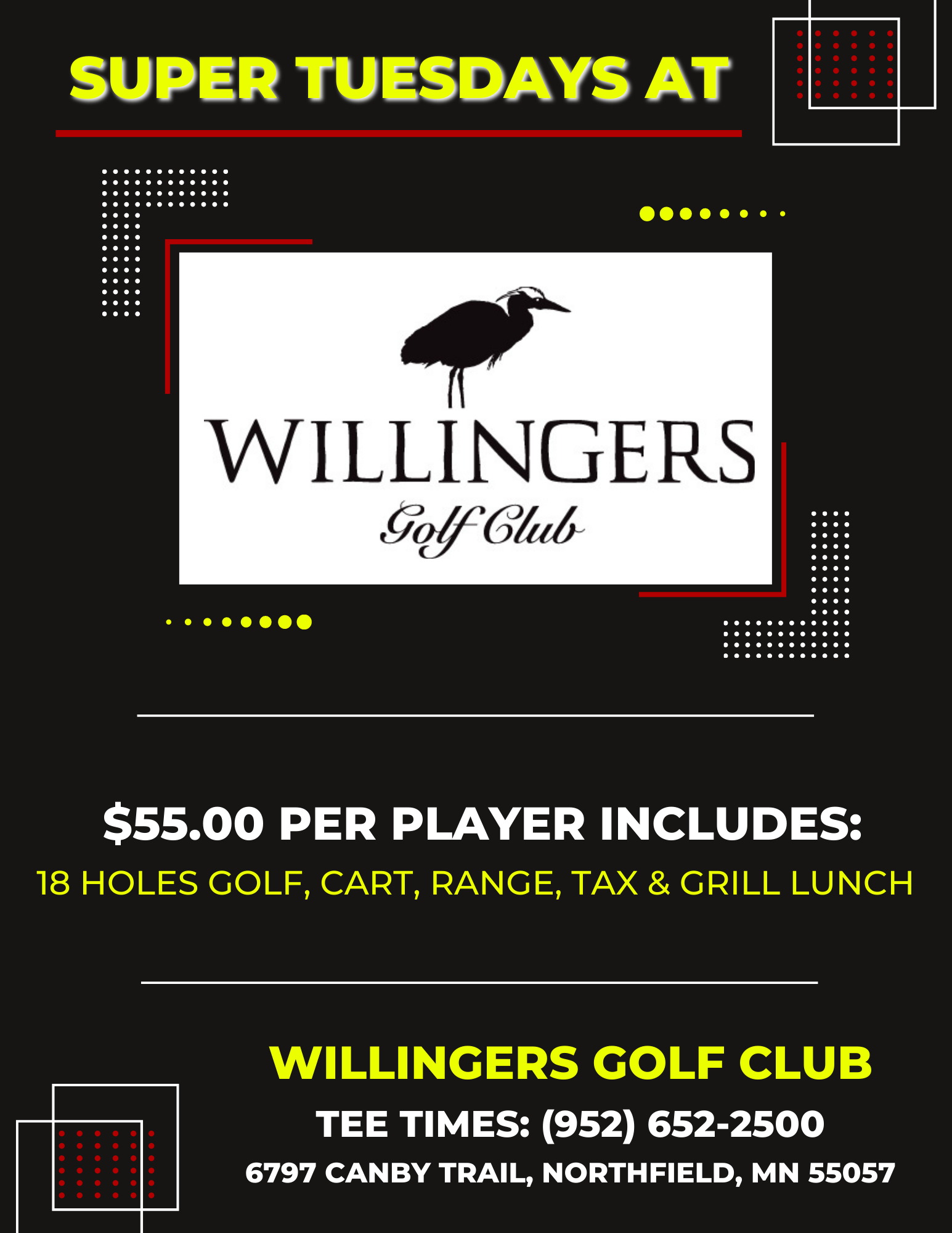Willingers Golf Club | Home / Engage Box - (May 2023) Willingers Golf Club Home / Engage Box – Super Tuesdays (Flyer) Popup